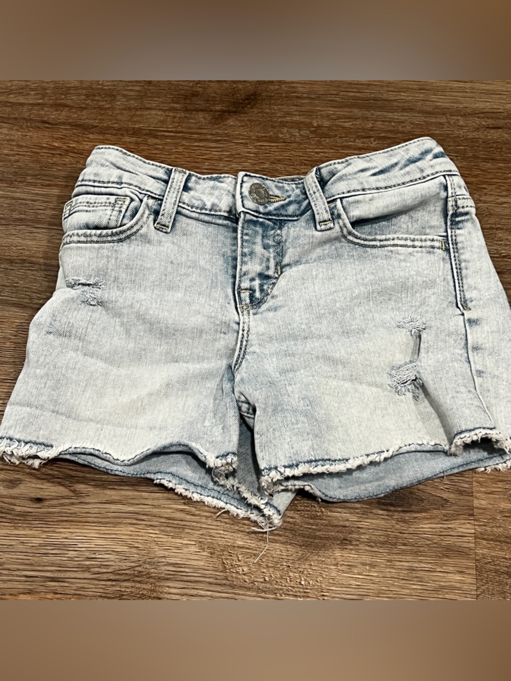 Gap Kids Light Wash Distressed Denim Midi Shorts Size 7
